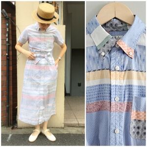 FWK Engineered Garments Shirt Dress Women’s Small Cotton Poplin Graphic Preppy